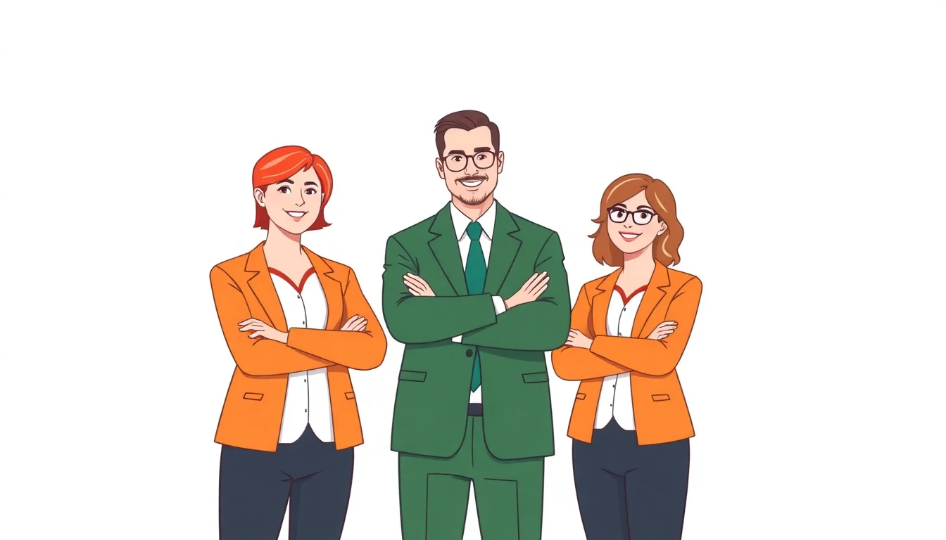 Ilustração de profissionais de contabilidade em um ambiente colaborativo e moderno.