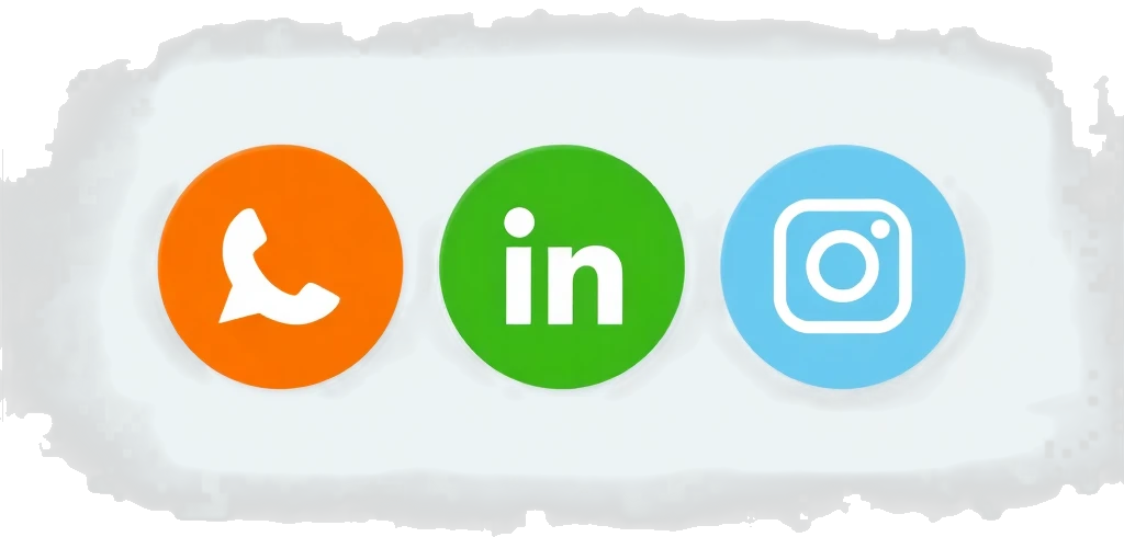 Ícones das redes sociais: WhatsApp, LinkedIn e Instagram. Clique para acessar nossos perfis.